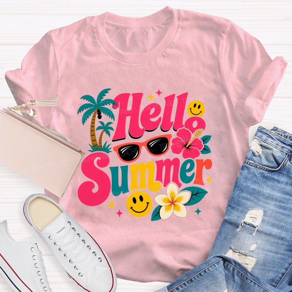 Hello Summer And Summer Vibes Teacher T-shirt