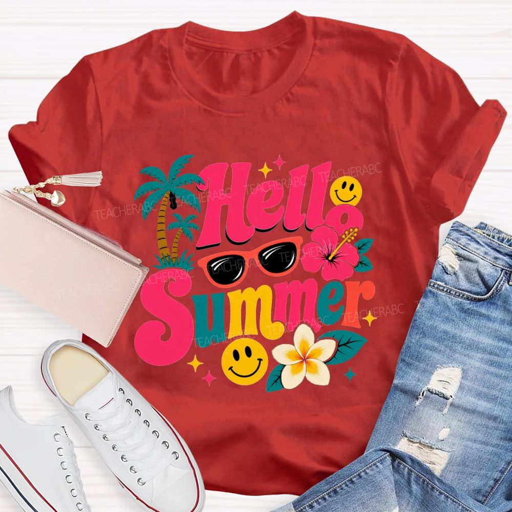 Hello Summer And Summer Vibes Teacher T-shirt