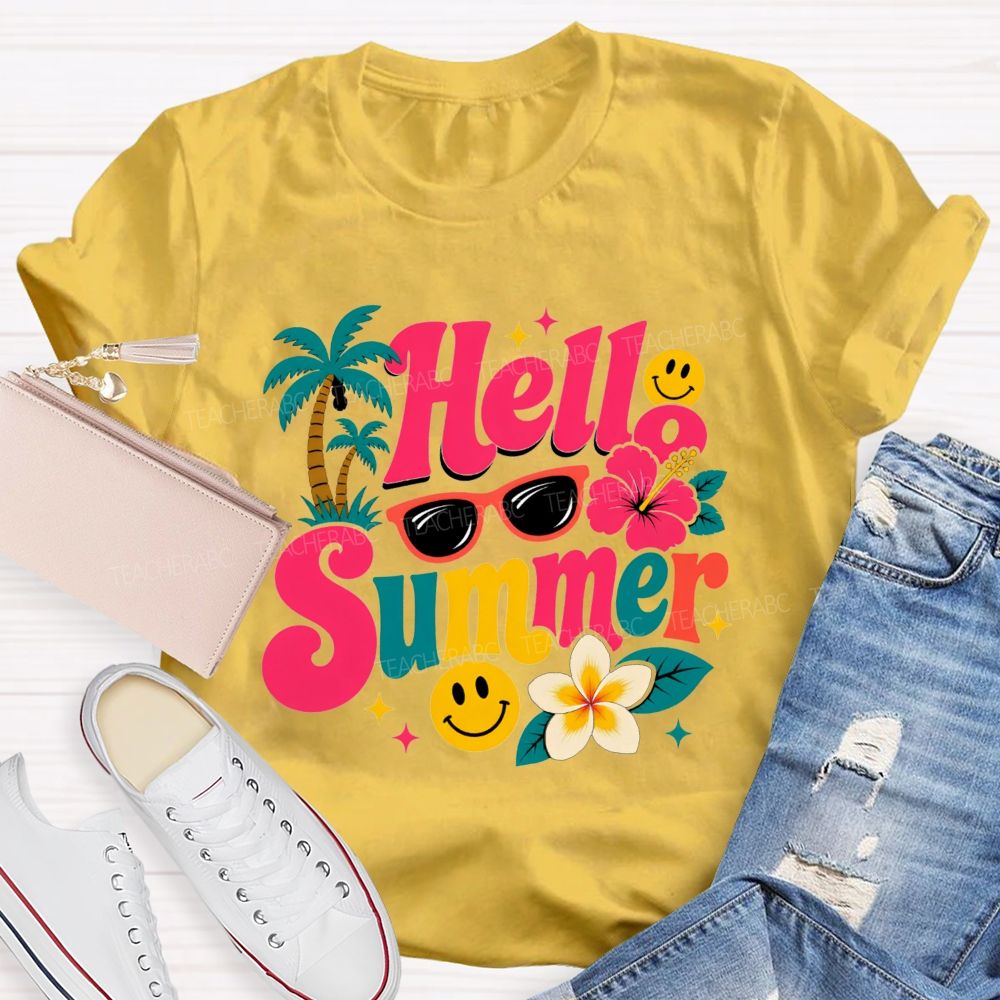 Hello Summer And Summer Vibes Teacher T-shirt