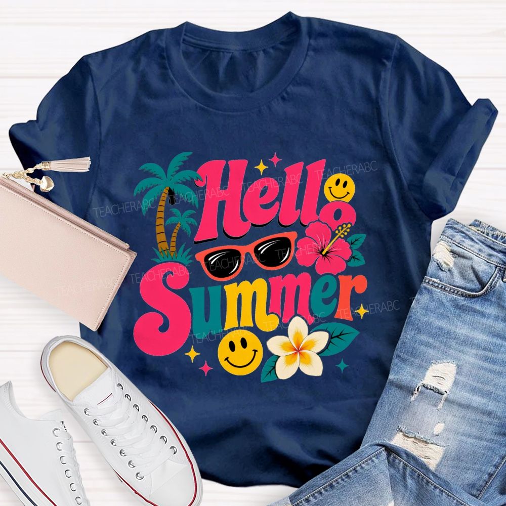 Hello Summer And Summer Vibes Teacher T-shirt