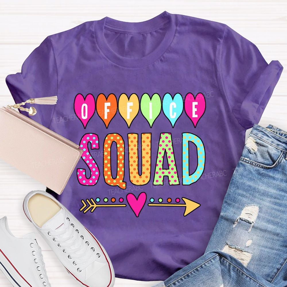 Office Squad Colorful Hearts And Polka Dots Font T-shirt