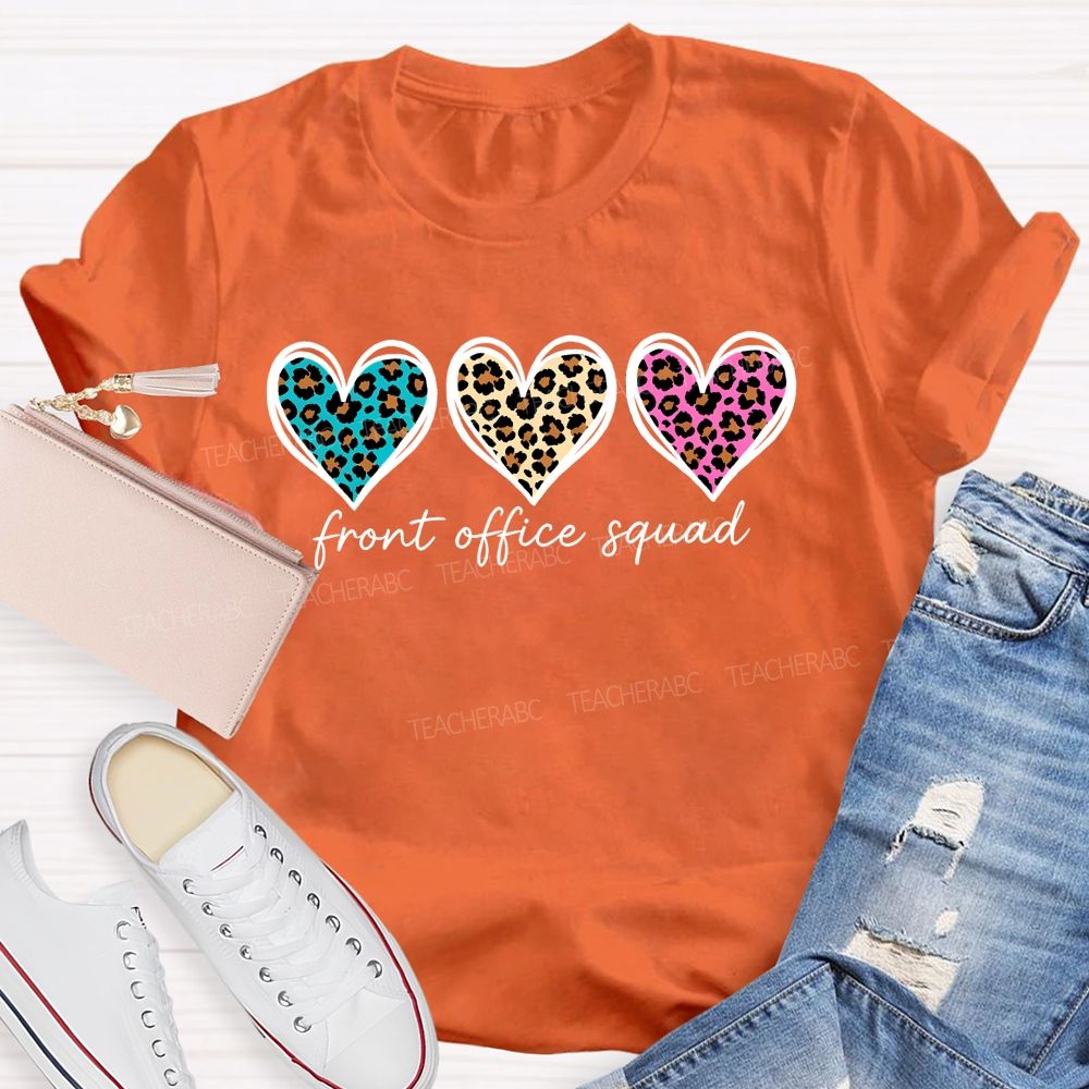 Front Office Squad Leopard Print Heart T-shirt