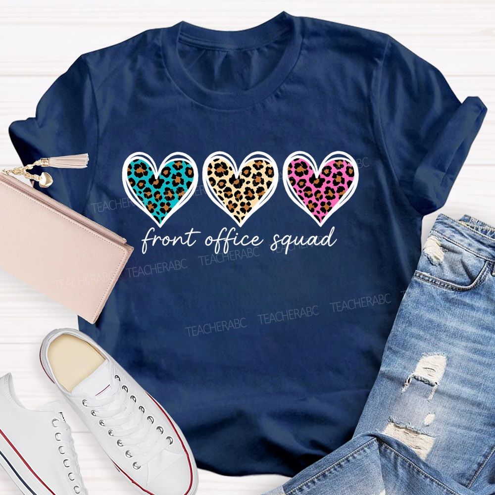 Front Office Squad Leopard Print Heart T-shirt