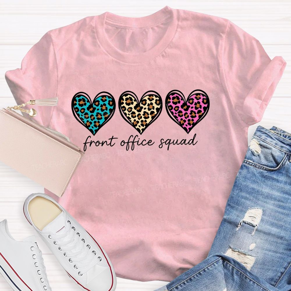 Front Office Squad Leopard Print Heart T-shirt