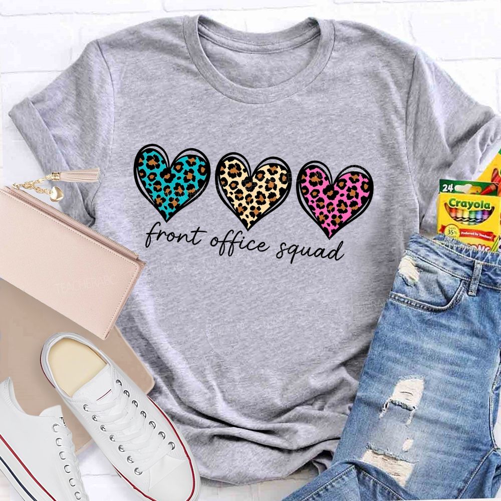 Front Office Squad Leopard Print Heart T-shirt