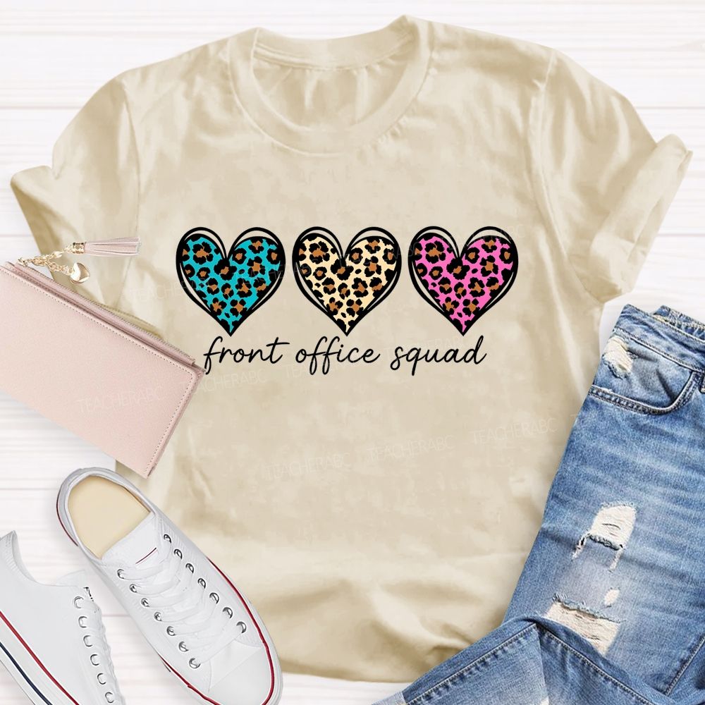 Front Office Squad Leopard Print Heart T-shirt