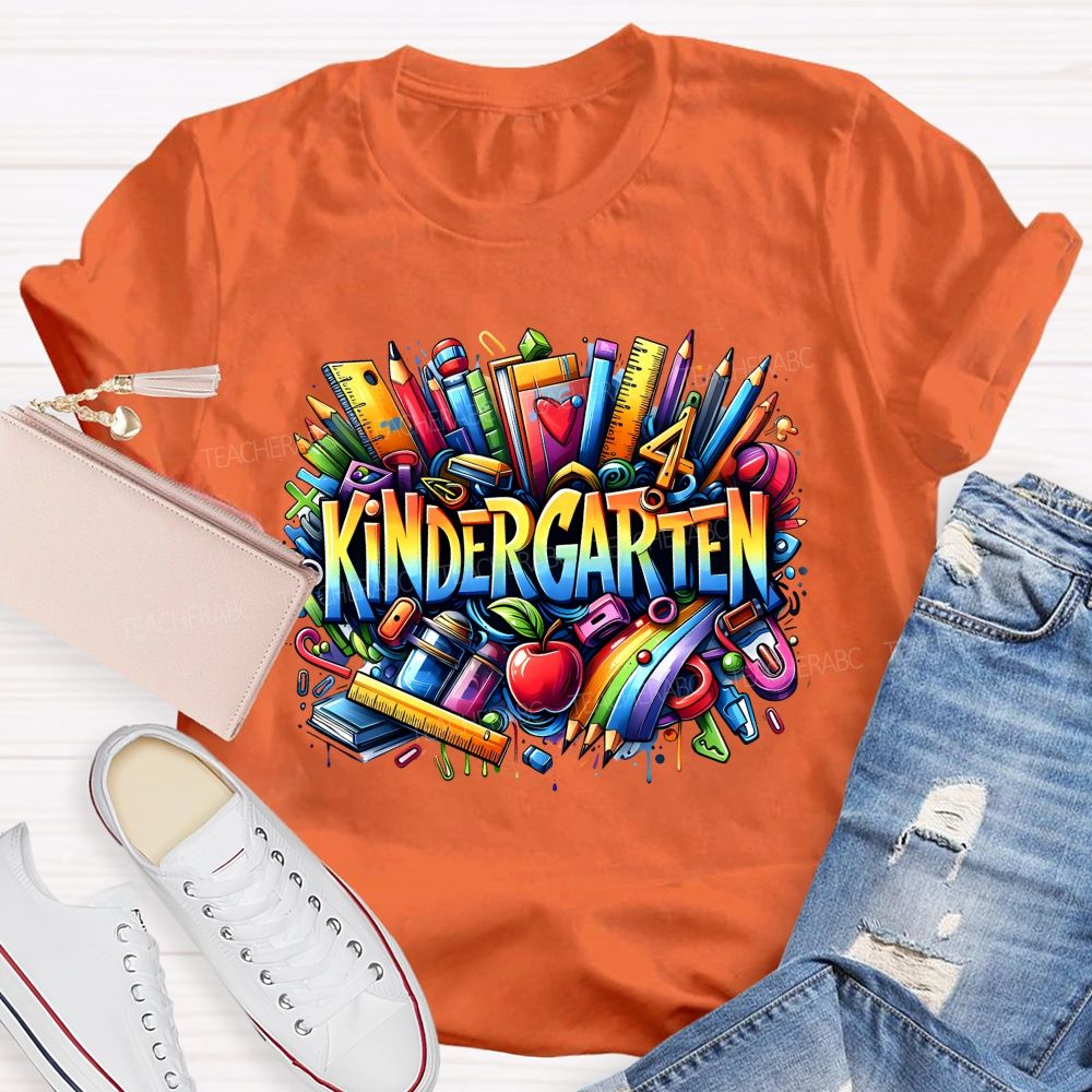 Personalized Grade Kindergarten Where The Fun And Learning Begin Teacher T-shirt