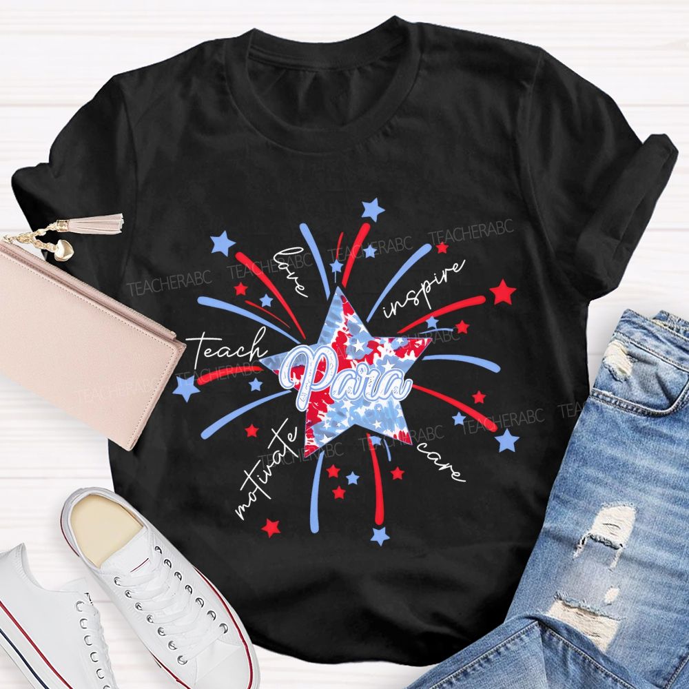 Para Teach Love Inspire Care Motivate Teacher T-shirt