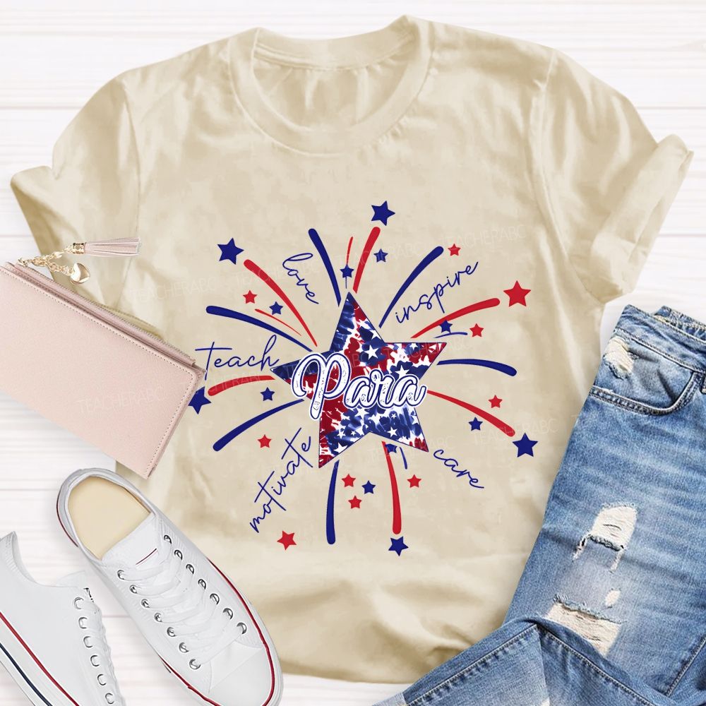 Para Teach Love Inspire Care Motivate Teacher T-shirt
