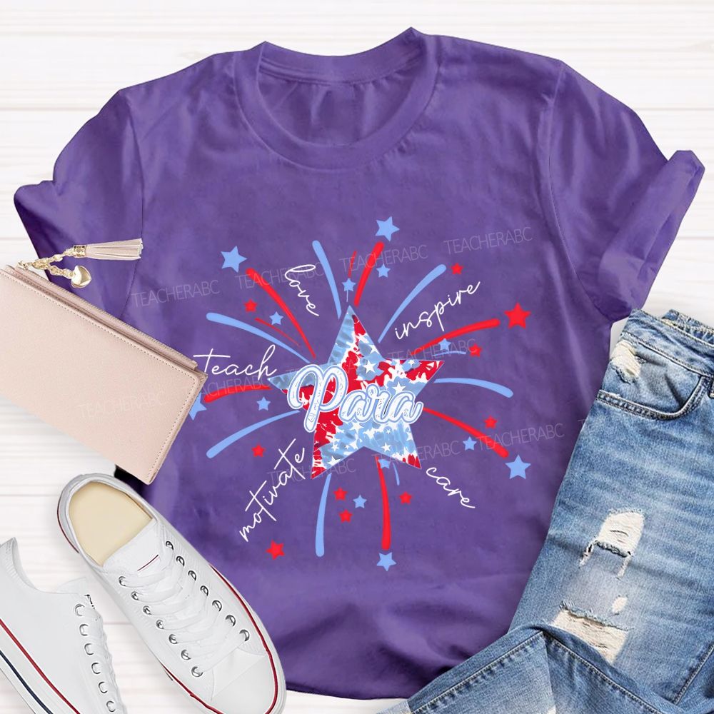 Para Teach Love Inspire Care Motivate Teacher T-shirt