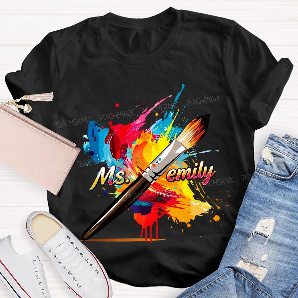 Personalized Name Colorful Graffiti Teacher T-shirt