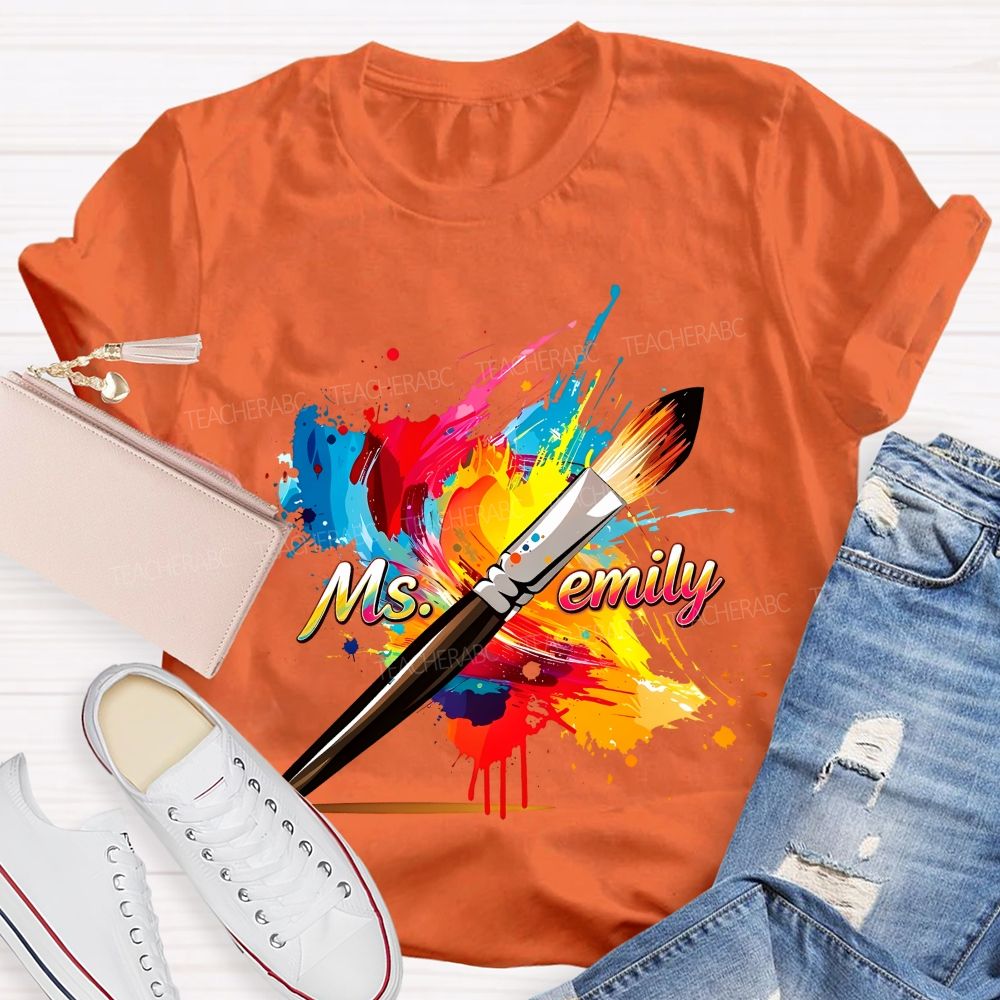 Personalized Name Colorful Graffiti Teacher T-shirt