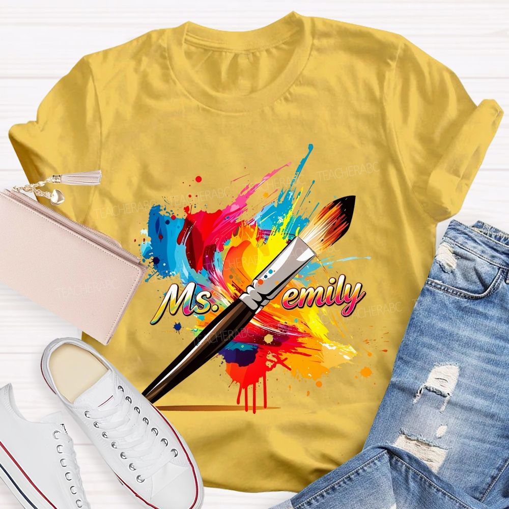 Personalized Name Colorful Graffiti Teacher T-shirt