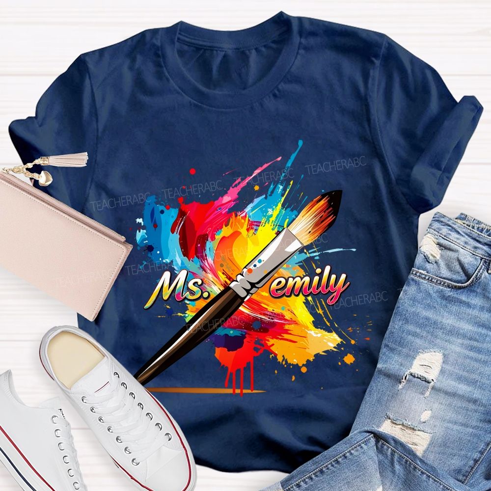 Personalized Name Colorful Graffiti Teacher T-shirt
