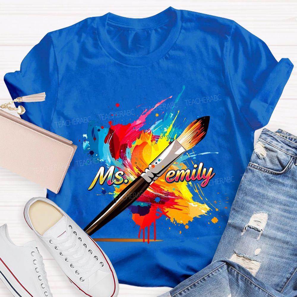 Personalized Name Colorful Graffiti Teacher T-shirt