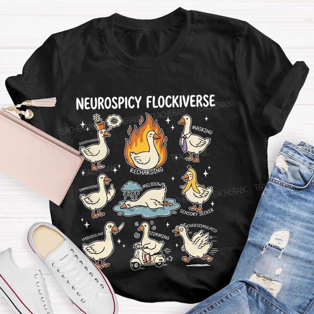 Neurospicy Flockiverse Teacher T-shirt