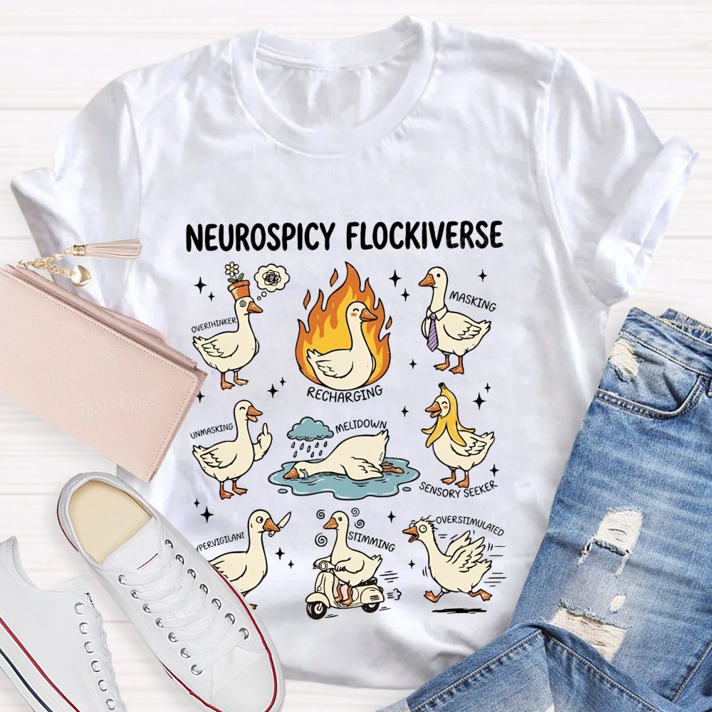 Neurospicy Flockiverse Teacher T-shirt