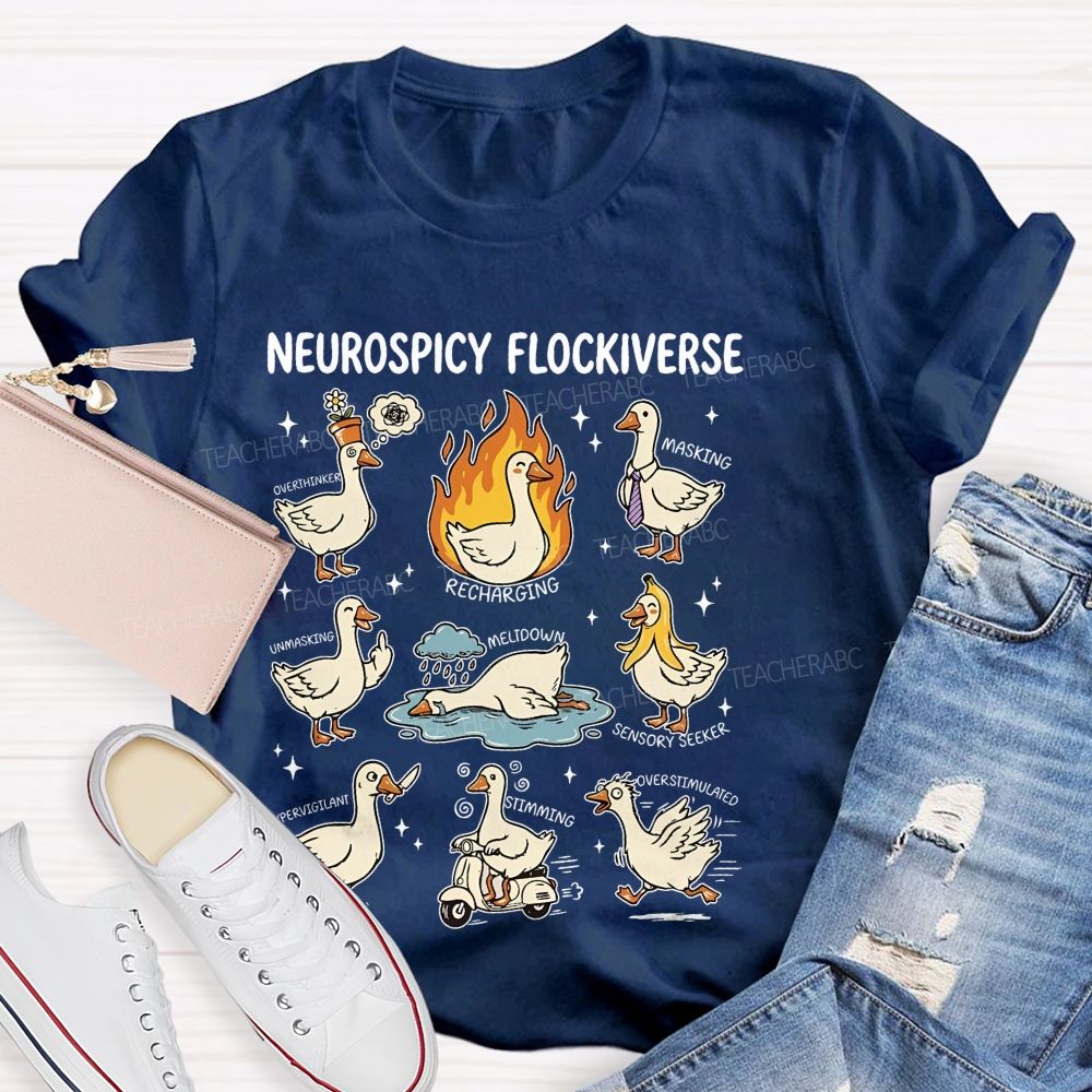 Neurospicy Flockiverse Teacher T-shirt