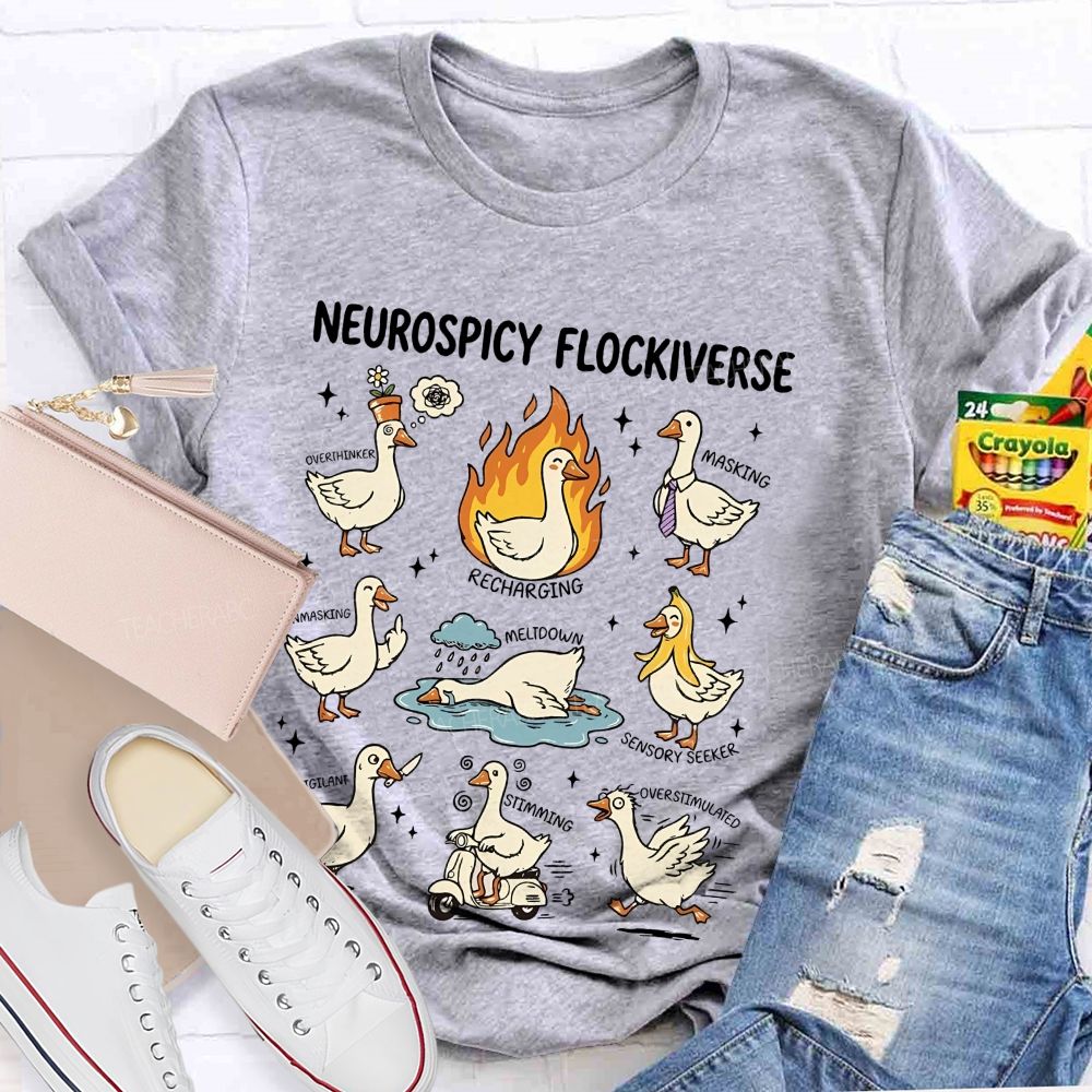 Neurospicy Flockiverse Teacher T-shirt
