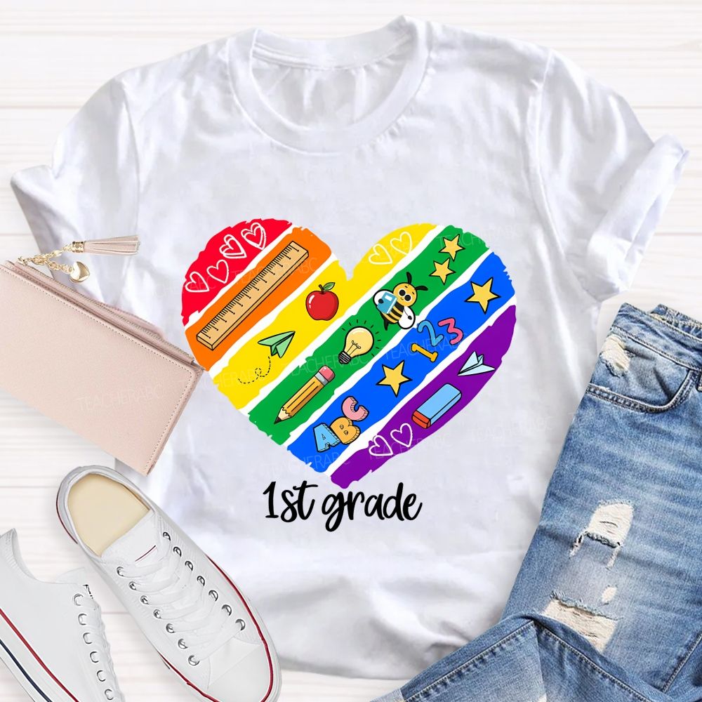 Personalized Grade Teaching First Grade Loving Every Minute Teacher T-shirt