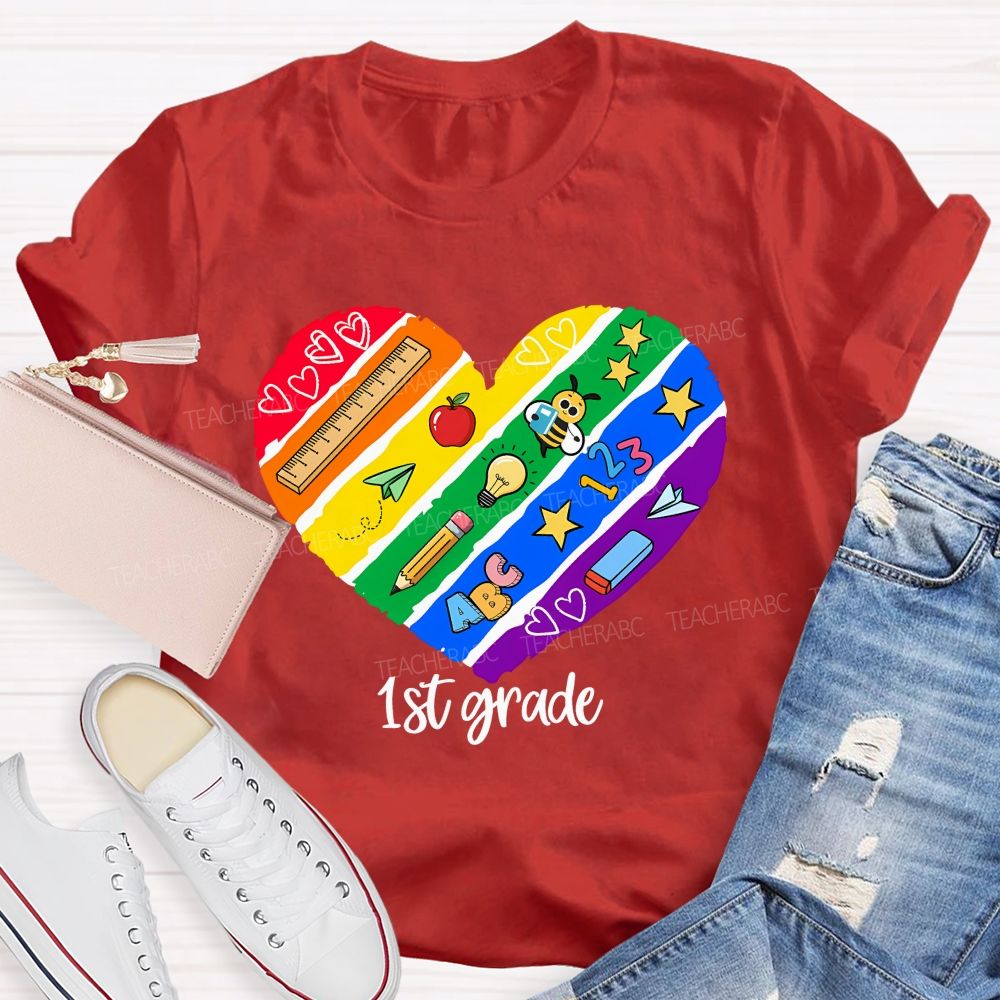 Personalized Grade Teaching First Grade Loving Every Minute Teacher T-shirt