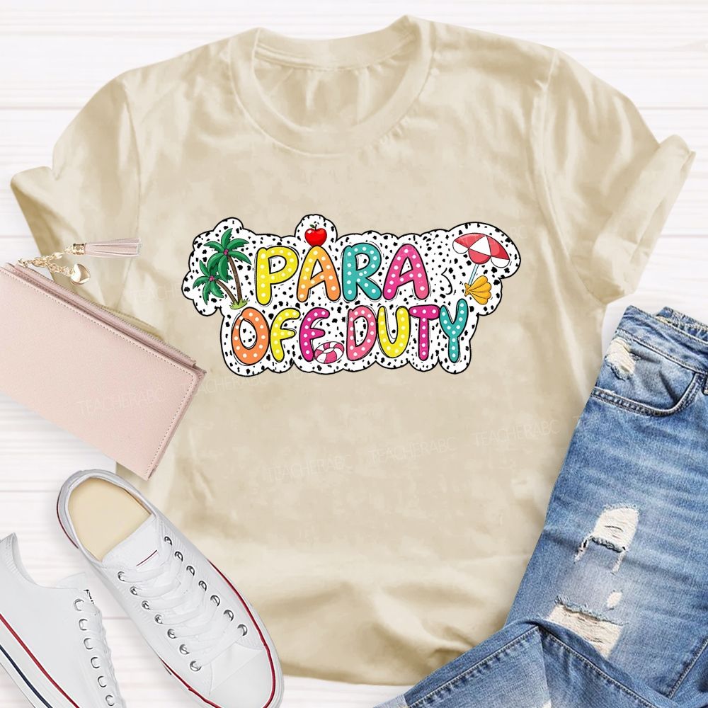 Para Off Duty Polka Dot Colored Font Teacher T-shirt