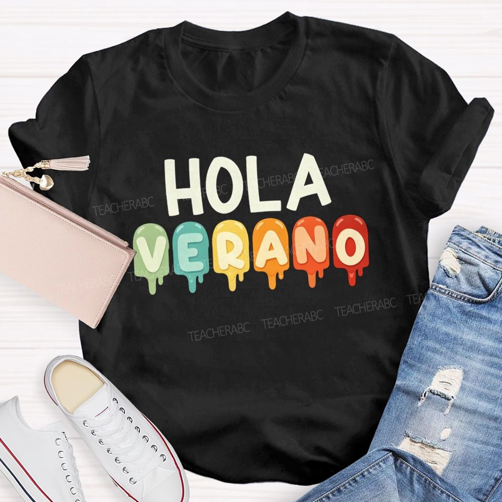 Hola Verano Summer Beach Teacher T-shirt