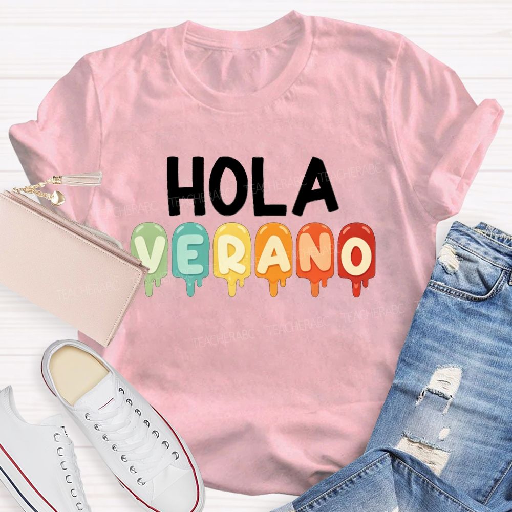 Hola Verano Summer Beach Teacher T-shirt