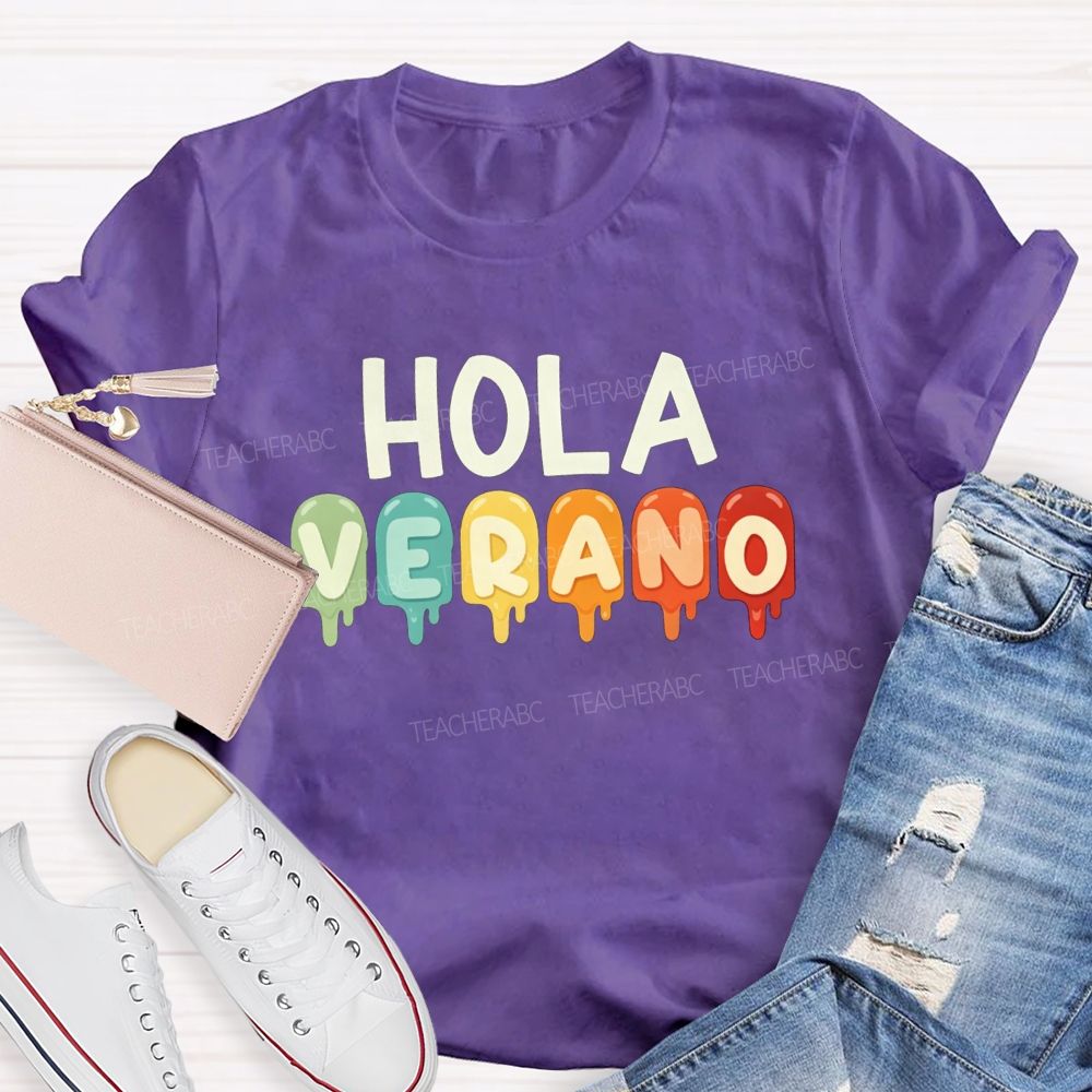 Hola Verano Summer Beach Teacher T-shirt