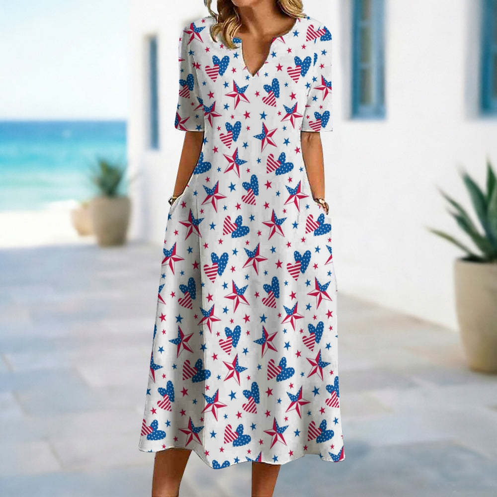 Blue And Red Star Heart Dress