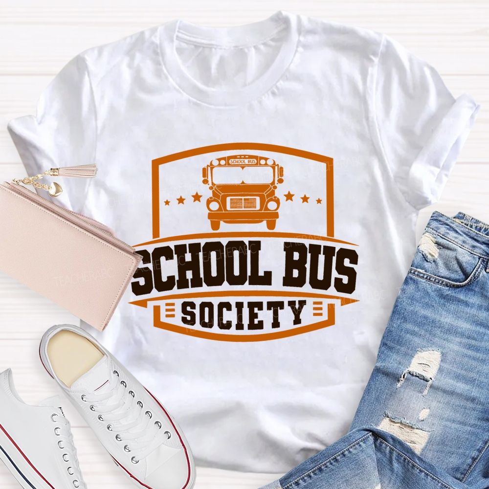 School Bus Society Teacher T-shirt