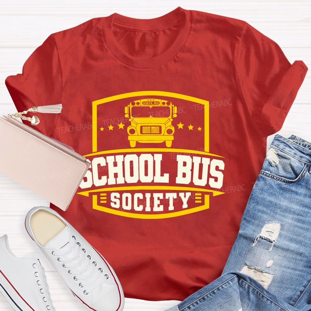 School Bus Society Teacher T-shirt