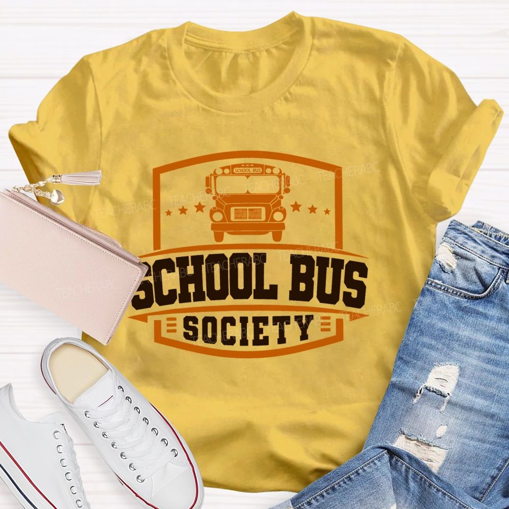 School Bus Society Teacher T-shirt