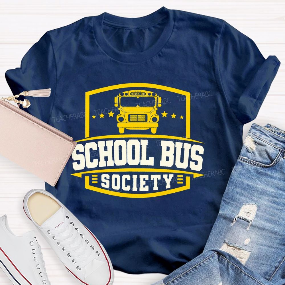 School Bus Society Teacher T-shirt