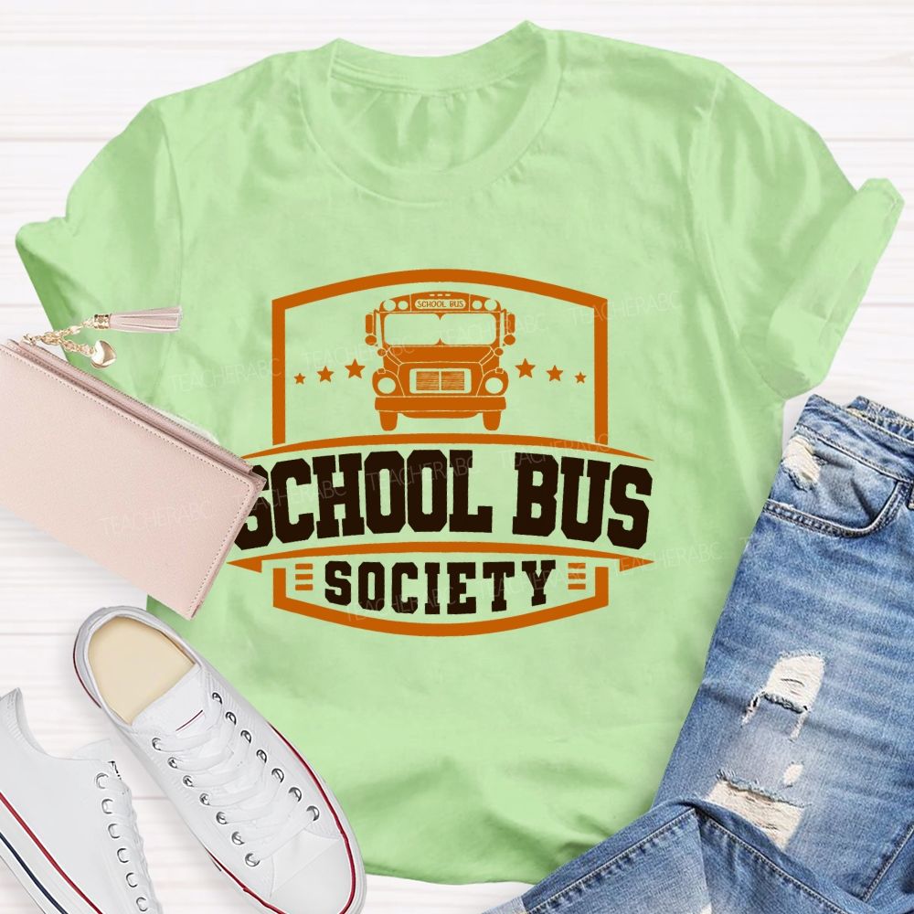 School Bus Society Teacher T-shirt