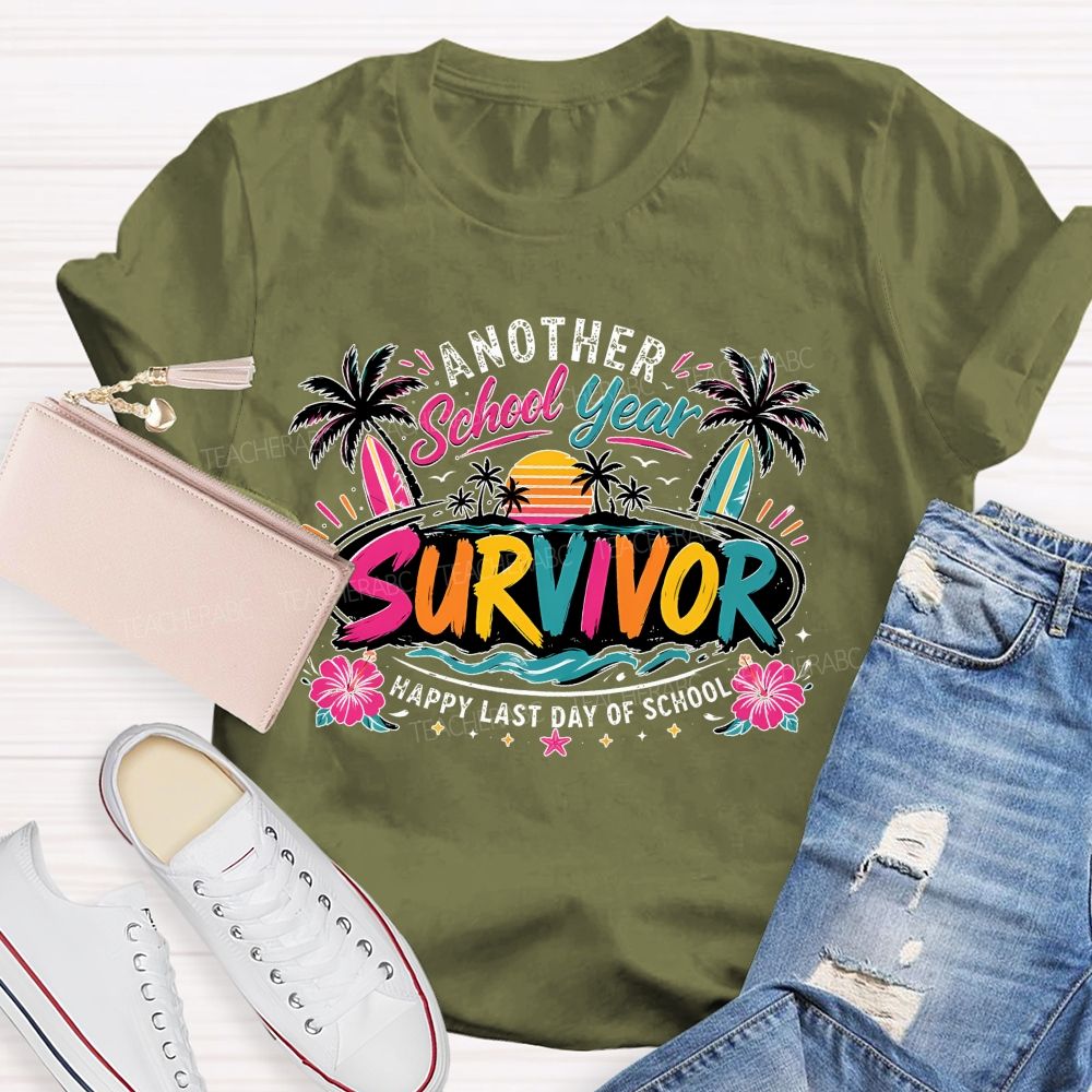 Another School Year Happy Last Day Of School Flower Pattern Teacher T-shirt