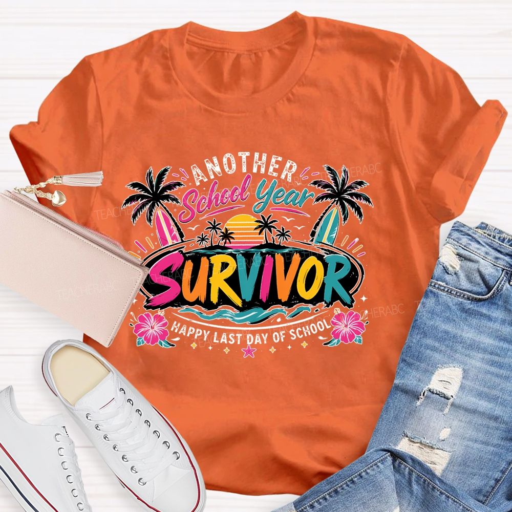 Another School Year Happy Last Day Of School Flower Pattern Teacher T-shirt
