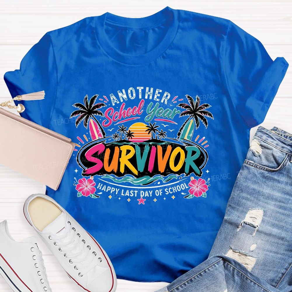Another School Year Happy Last Day Of School Flower Pattern Teacher T-shirt