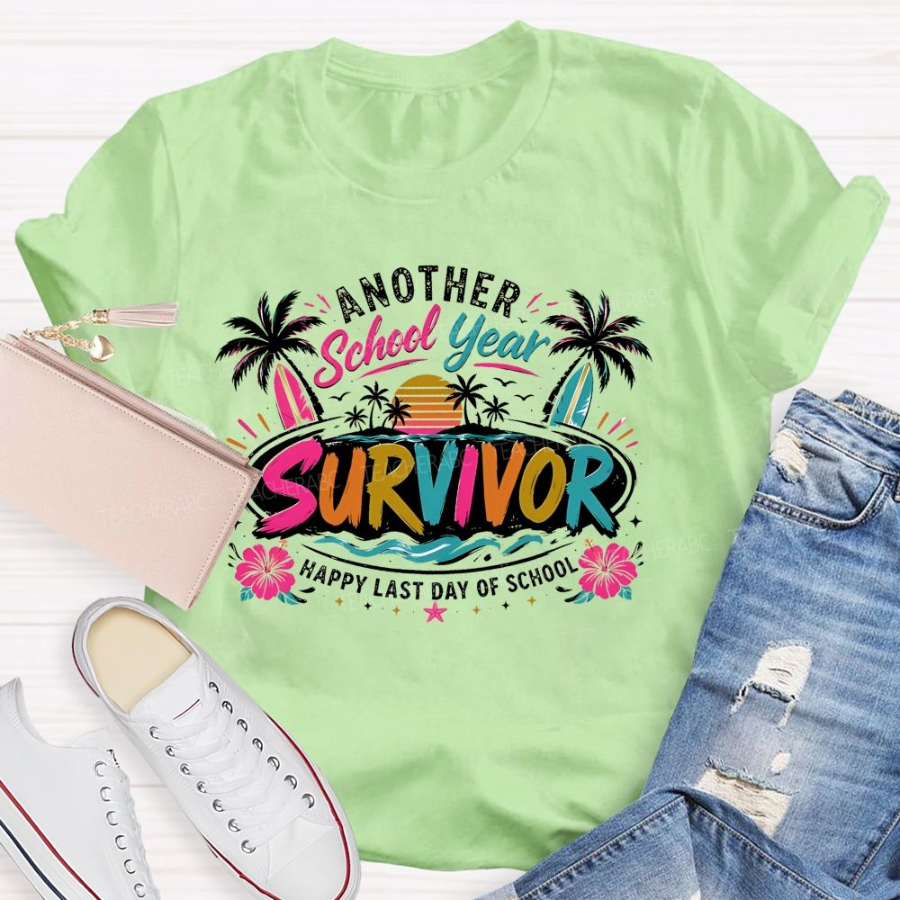 Another School Year Happy Last Day Of School Flower Pattern Teacher T-shirt