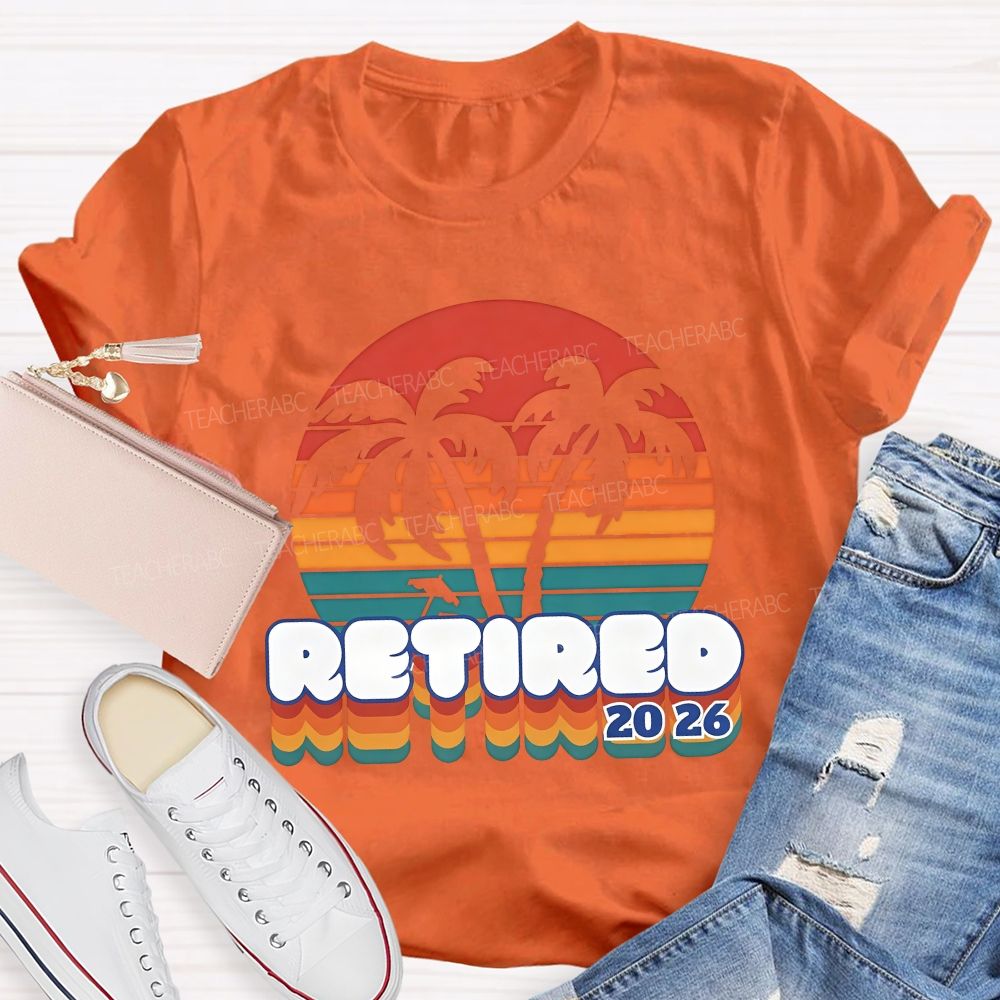 Retired 2026 Color Gradient Font Teacher T-shirt