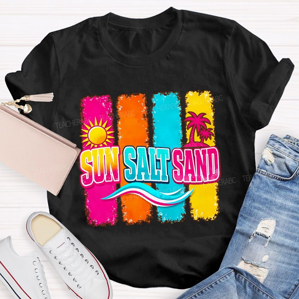 Beach Vibes Sun Salt Sand Teacher T-shirt