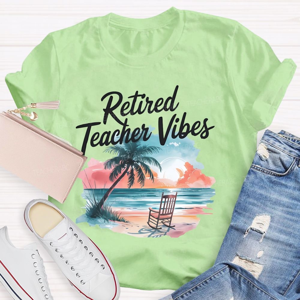 Retired Teacher Vibes Patterns Teacher T-shirt