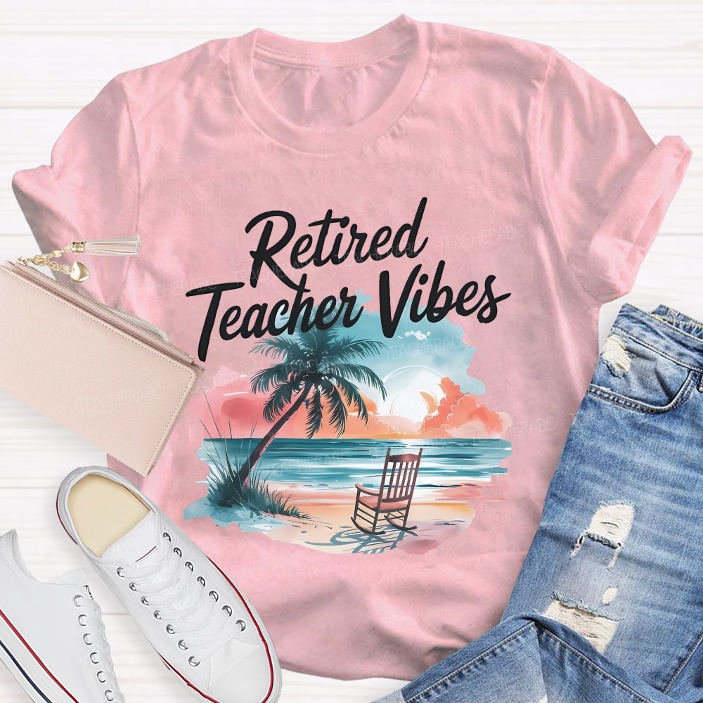 Retired Teacher Vibes Patterns Teacher T-shirt