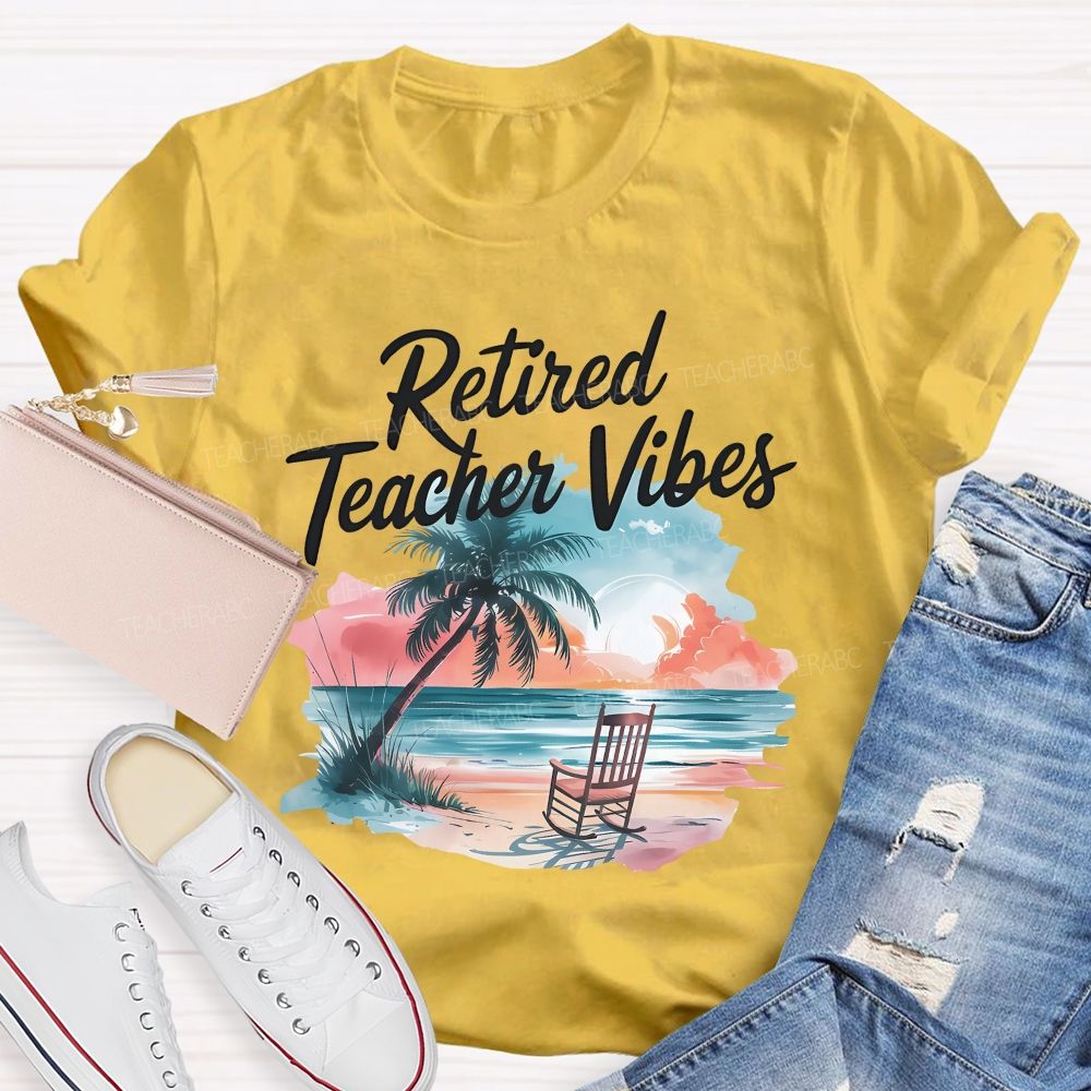 Retired Teacher Vibes Patterns Teacher T-shirt