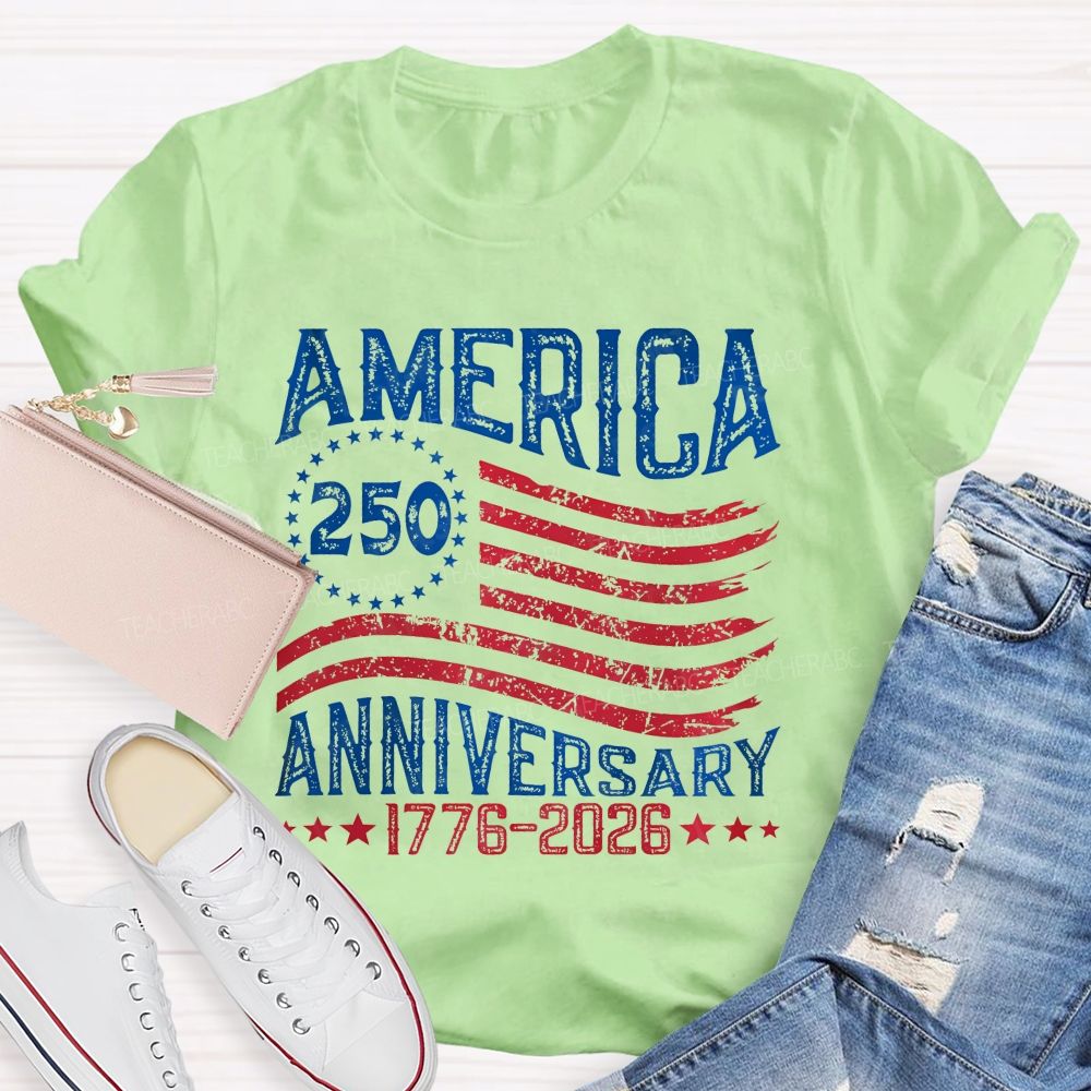 America 250 Anniversary 1776–2026 Flag Teacher T-shirt