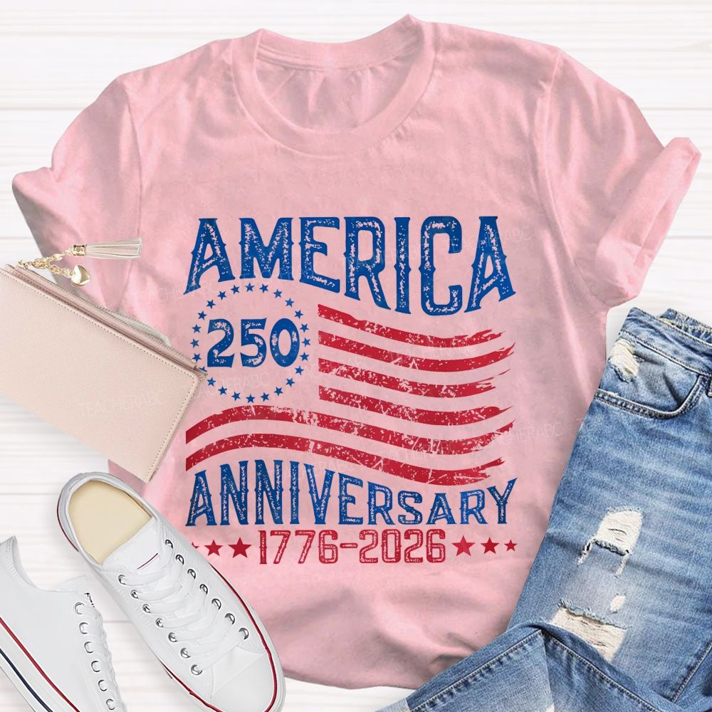 America 250 Anniversary 1776–2026 Flag Teacher T-shirt