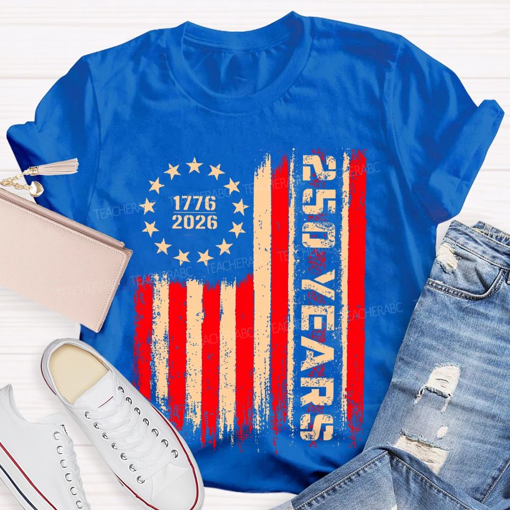 250 Years Flag Graphics Teacher T-shirt