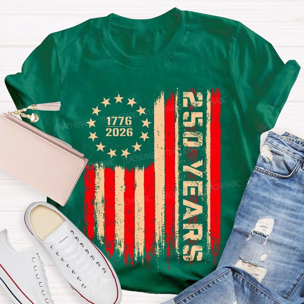250 Years Flag Graphics Teacher T-shirt