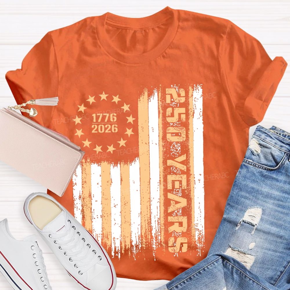 250 Years Flag Graphics Teacher T-shirt