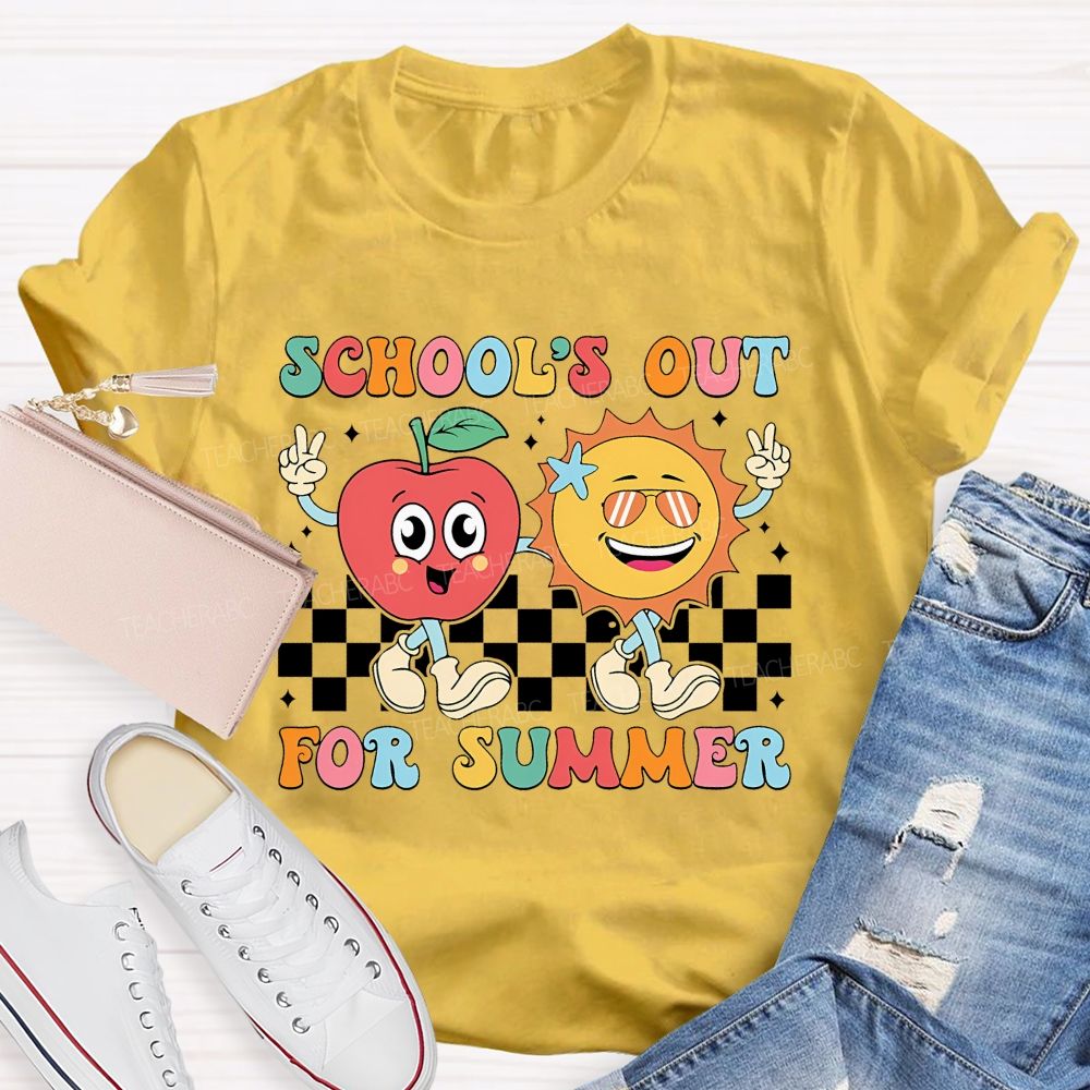 School's Out For Summer Grid Pattern Teacher T-shirt